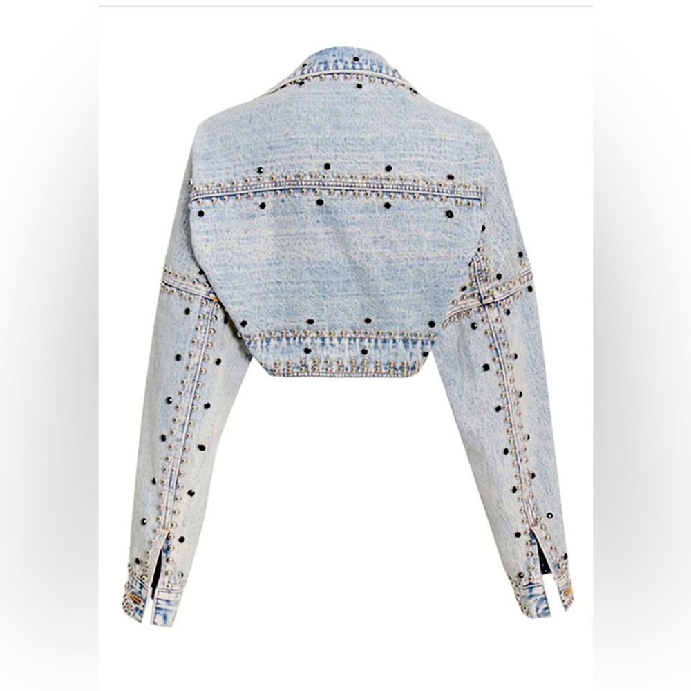 Vesta Minimal | Stud Embellished Denim Crop Jacket | size S